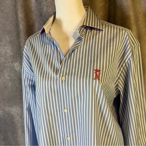 Vicomte A. Blue Striped Women’s Button Down Shirt Country Club Career Tailored